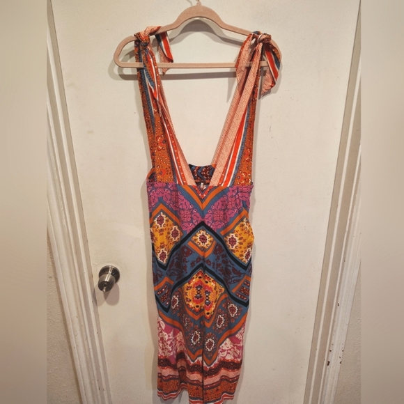Free People Pants - Free People Multicolor Maritzah Wide Leg One Piece Jumpsuit Sz 2 Boho Hippie